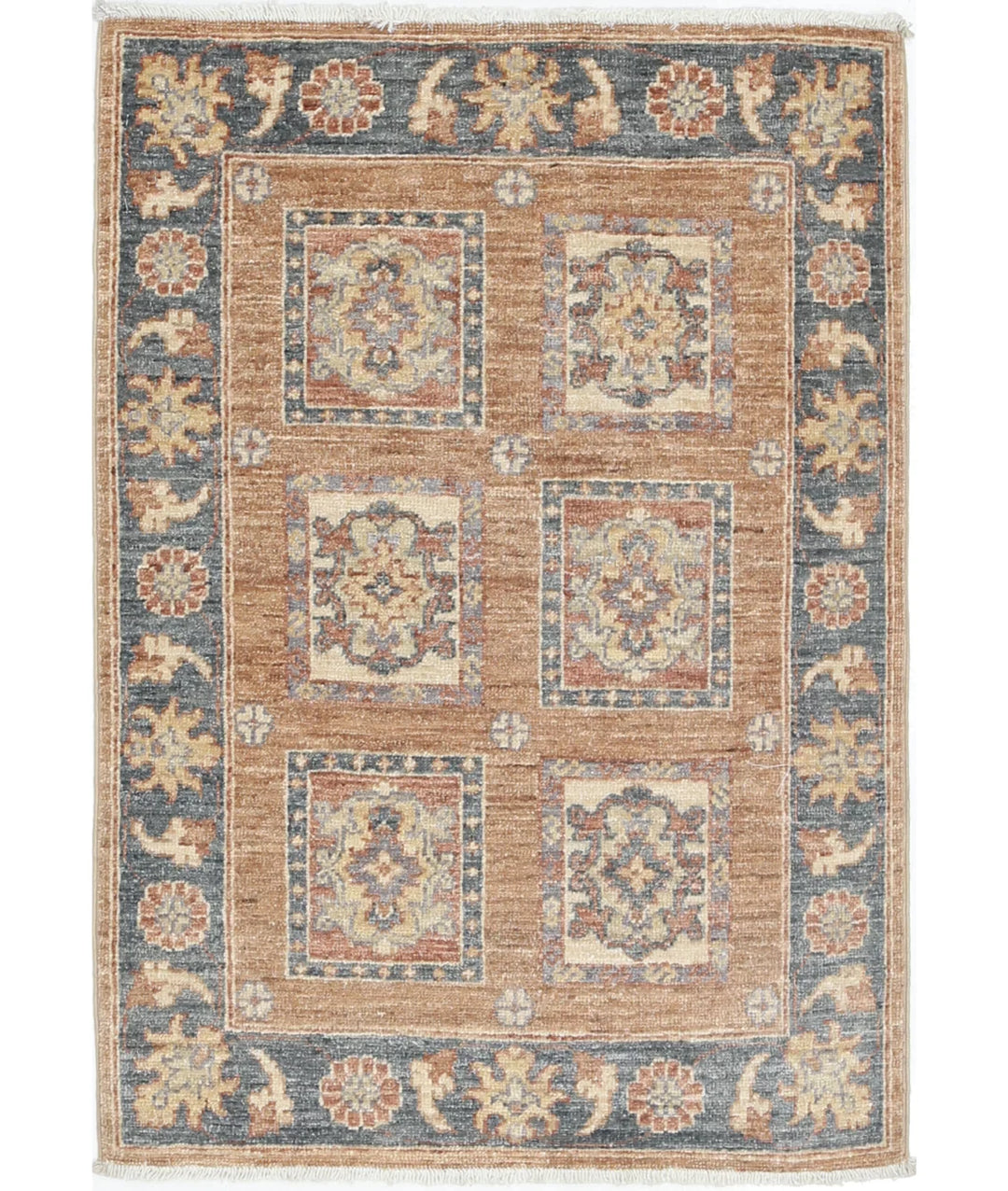 Brown Afghan Oriental Rug 2' 2" x 3' 1" Hand-Knotted | No. AT428296