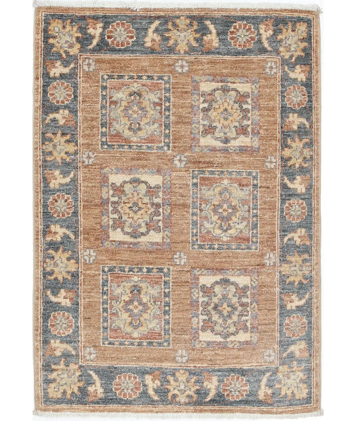 Brown Afghan Oriental Rug 2' 2" x 3' 1" Hand-Knotted | No. AT428296