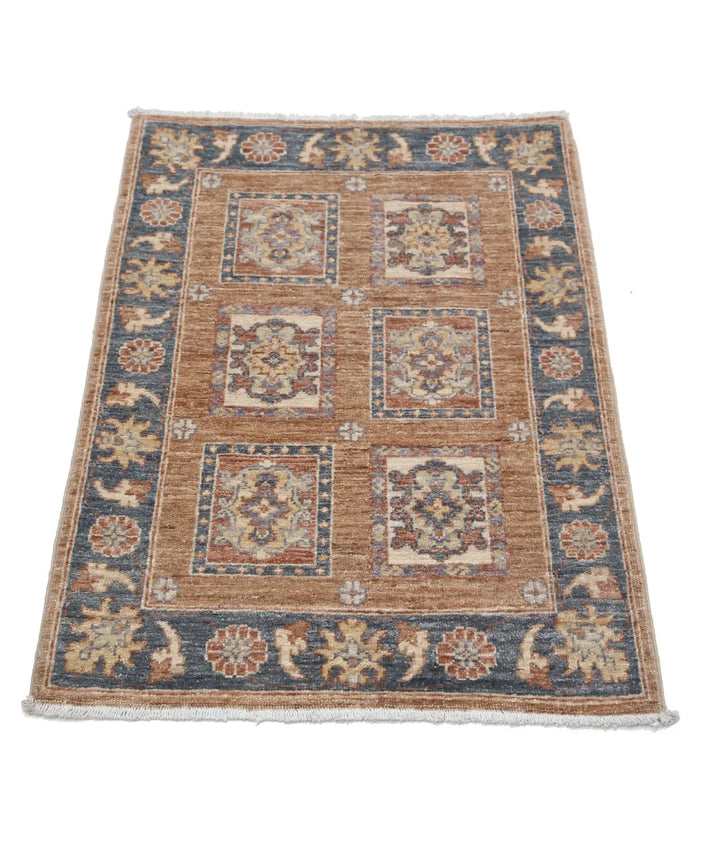 Brown Afghan Oriental Rug 2' 2" x 3' 1" Hand-Knotted | No. AT428296