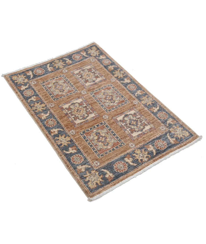 Brown Afghan Oriental Rug 2' 2" x 3' 1" Hand-Knotted | No. AT428296
