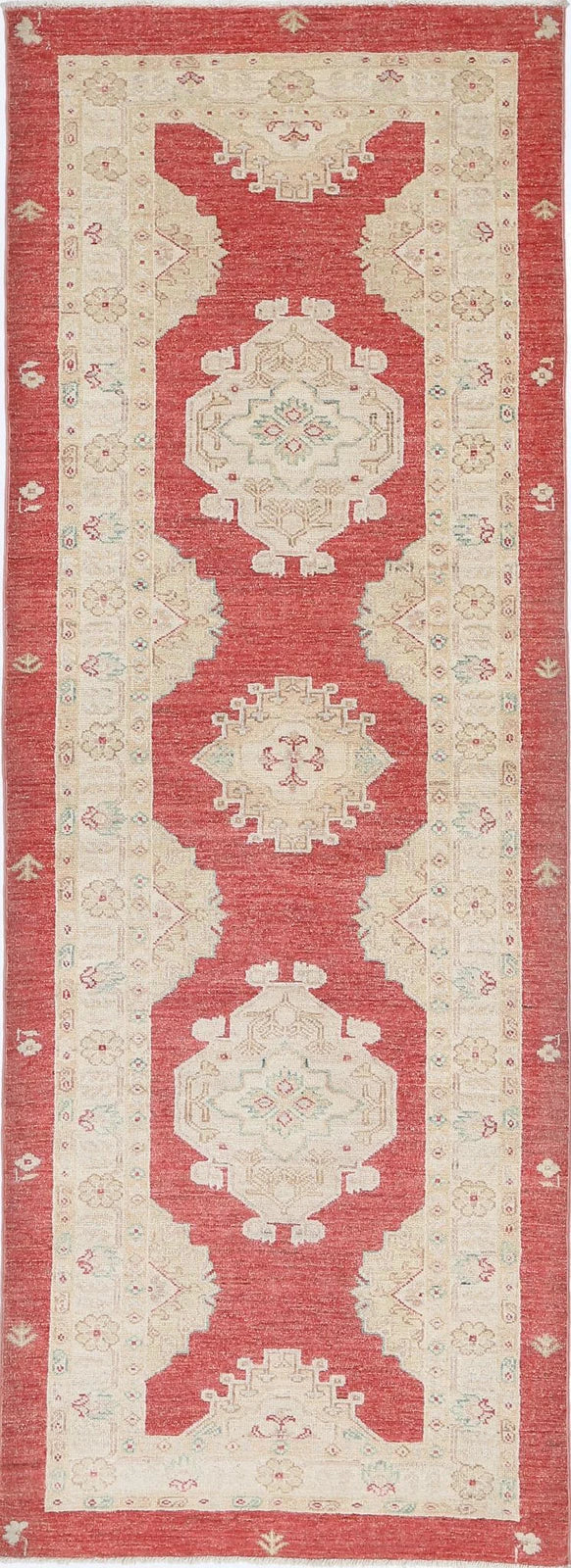 Red Afghan Ziegler Rug 2' 9" x 7' 11" Hand-Knotted | No. AT42887