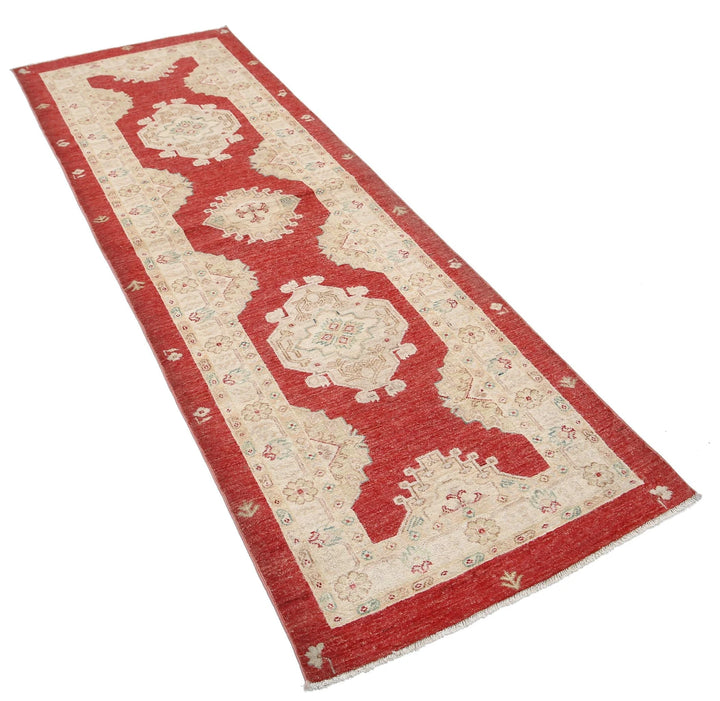 Red Afghan Ziegler Rug 2' 9" x 7' 11" Hand-Knotted | No. AT42887