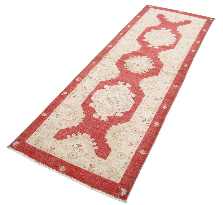 Red Afghan Ziegler Rug 2' 9" x 7' 11" Hand-Knotted | No. AT42887