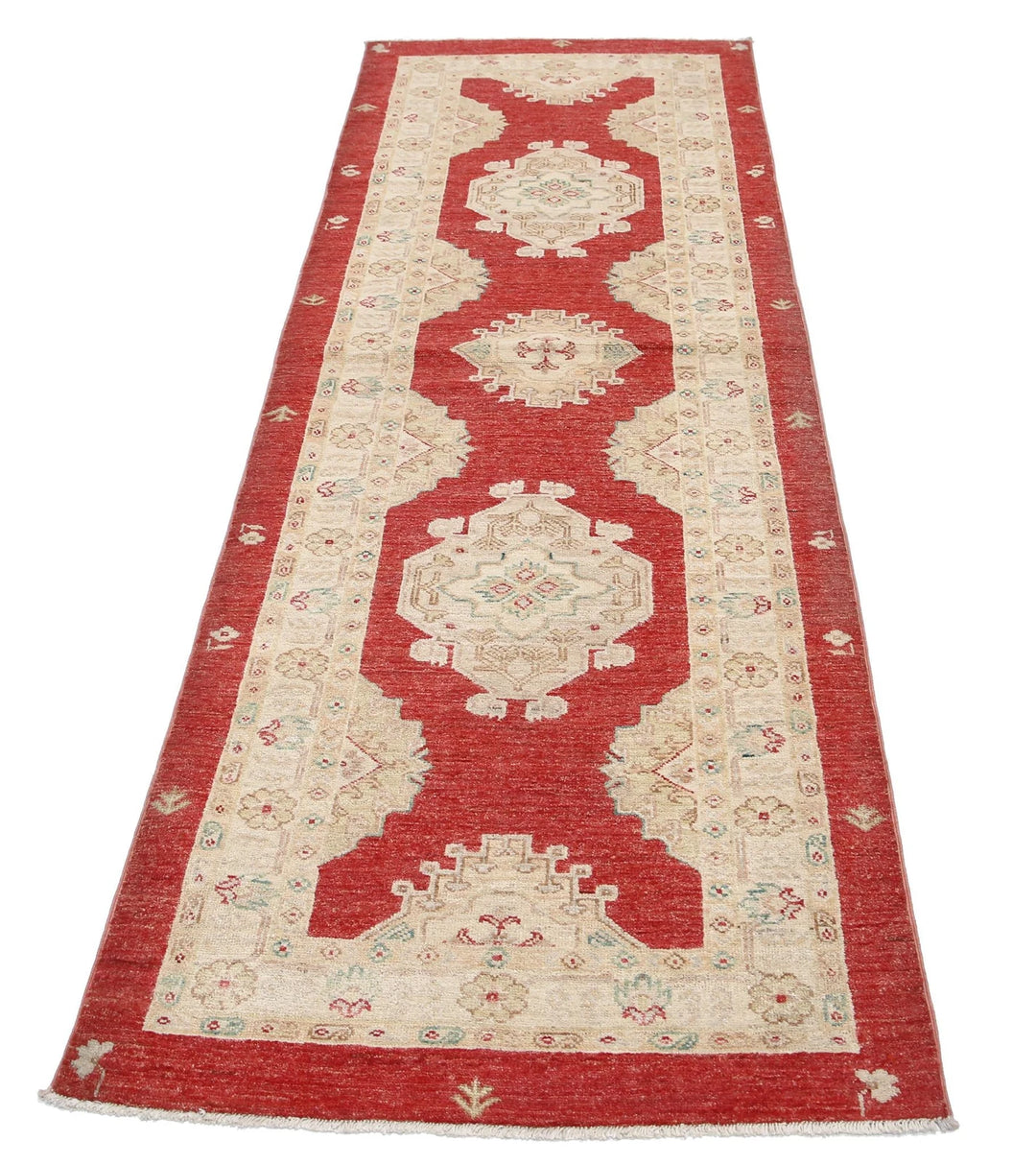 Red Afghan Ziegler Rug 2' 9" x 7' 11" Hand-Knotted | No. AT42887