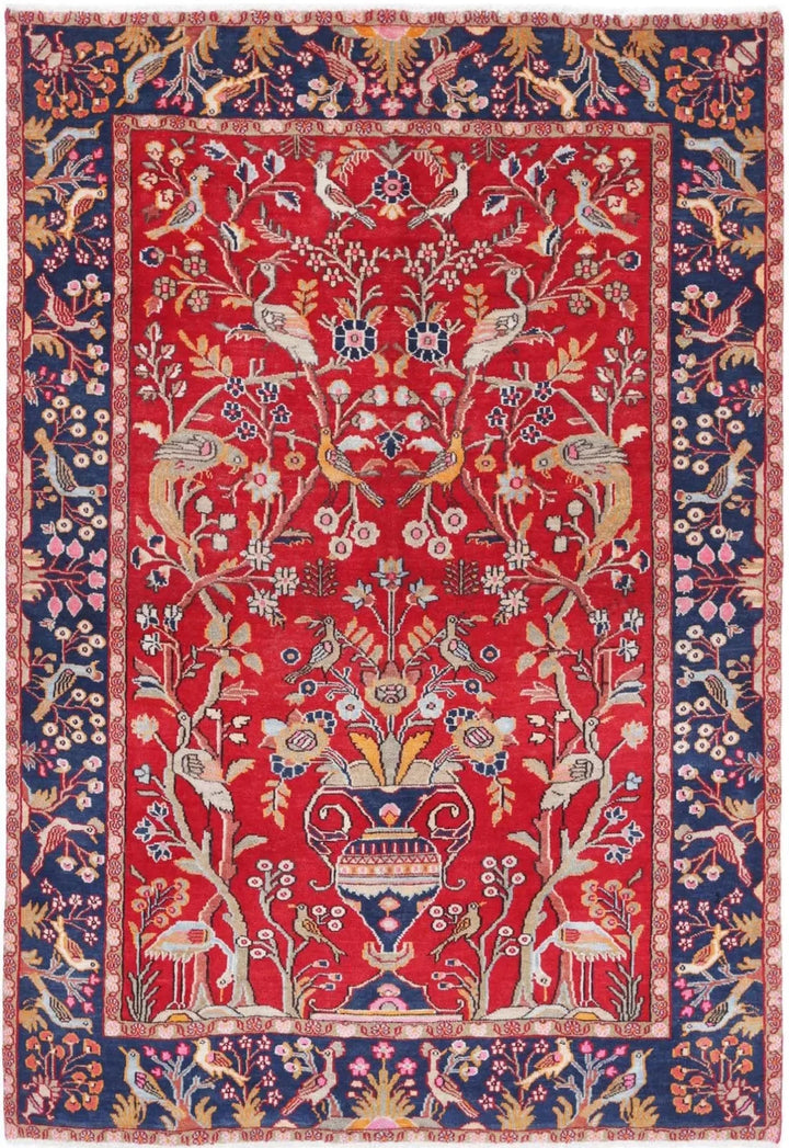 Persian Sarouk Rug 4' 2" x 6' 2" Hand-Knotted | No. AT42911