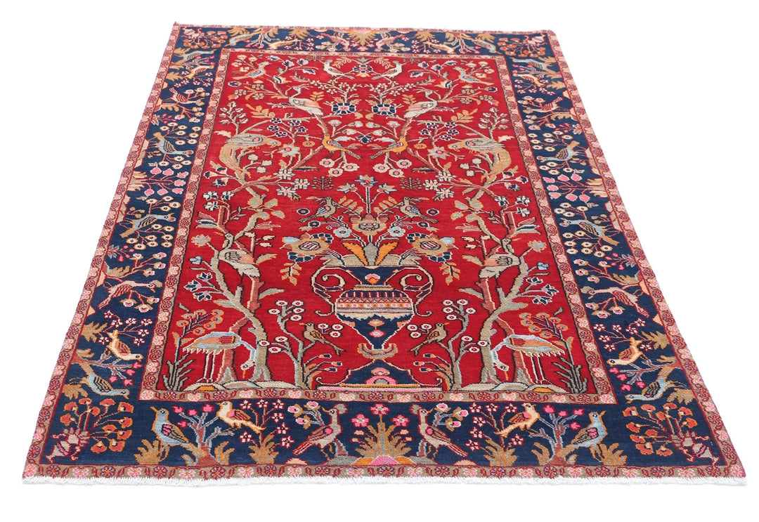 Persian Sarouk Rug 4' 2" x 6' 2" Hand-Knotted | No. AT42911