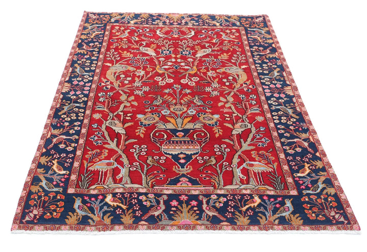 Persian Sarouk Rug 4' 2" x 6' 2" Hand-Knotted | No. AT42911