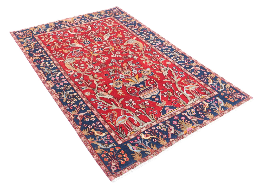 Persian Sarouk Rug 4' 2" x 6' 2" Hand-Knotted | No. AT42911