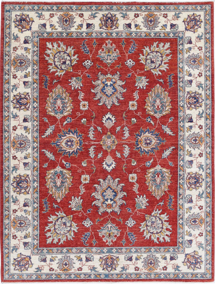 Afghan Ziegler Rug 4'10" x 6'6" Hand-Knotted | No. AT42996