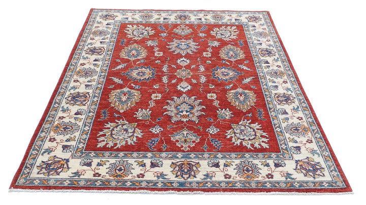 Afghan Ziegler Rug 4'10" x 6'6" Hand-Knotted | No. AT42996
