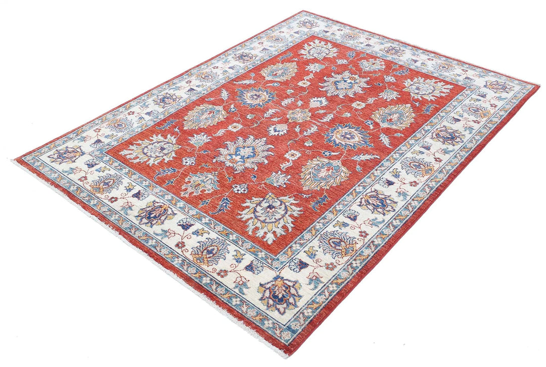 Afghan Ziegler Rug 4'10" x 6'6" Hand-Knotted | No. AT42996