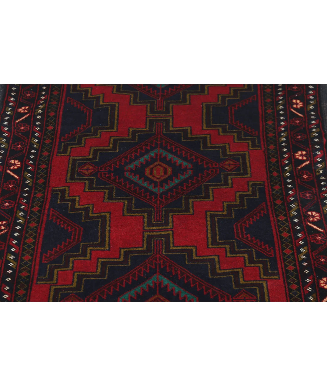 Red Afghan Baluchi Rug 2' 9" x 4' 10" Hand-Knotted | No. AT43002