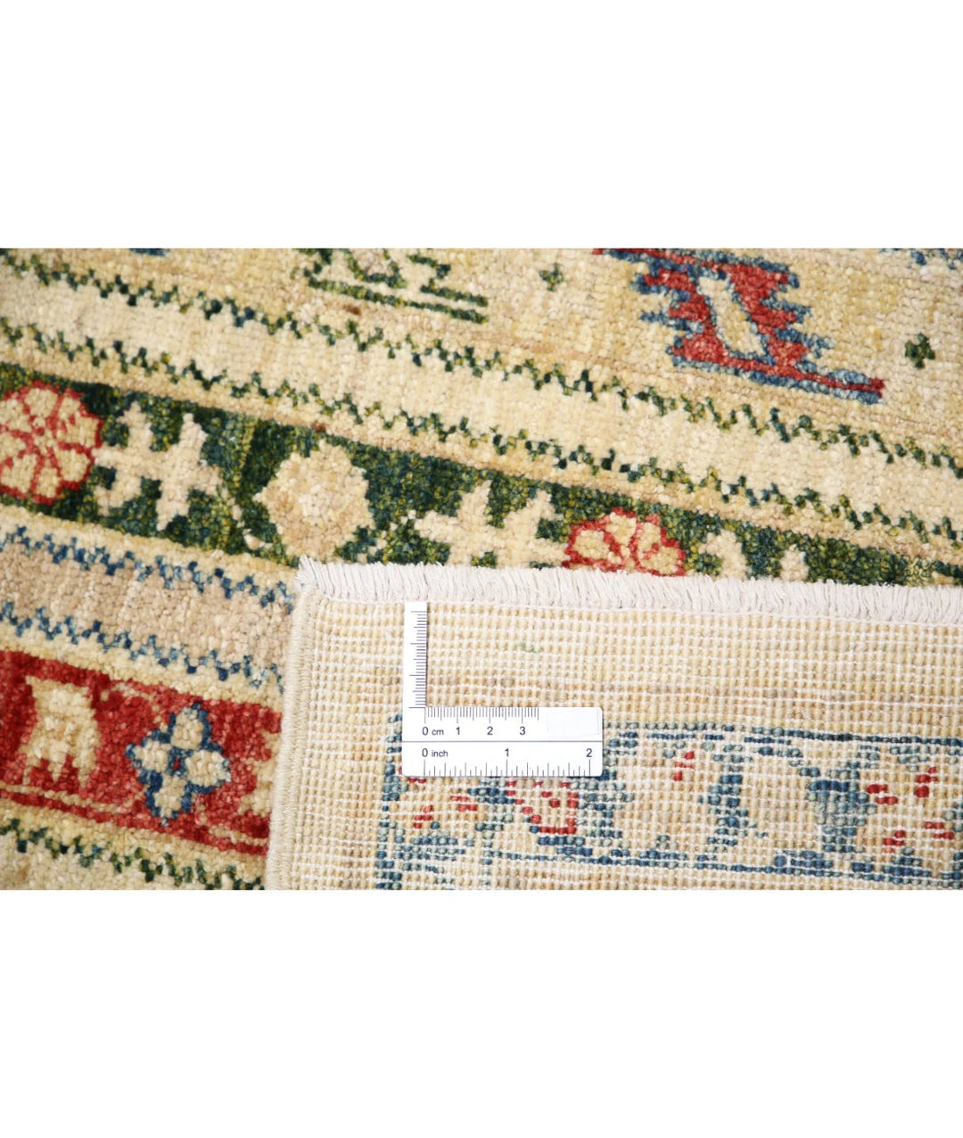 Ivory Afghan Oriental Rug 4' 10" x 6' 6" Hand-Knotted | No. AT43154