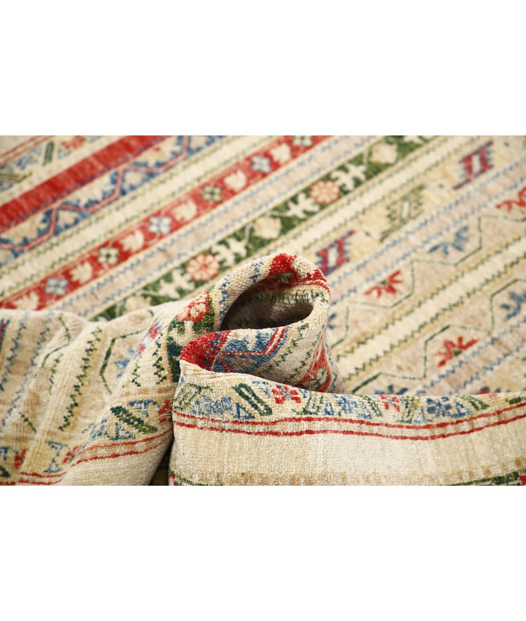 Ivory Afghan Oriental Rug 4' 10" x 6' 6" Hand-Knotted | No. AT43154
