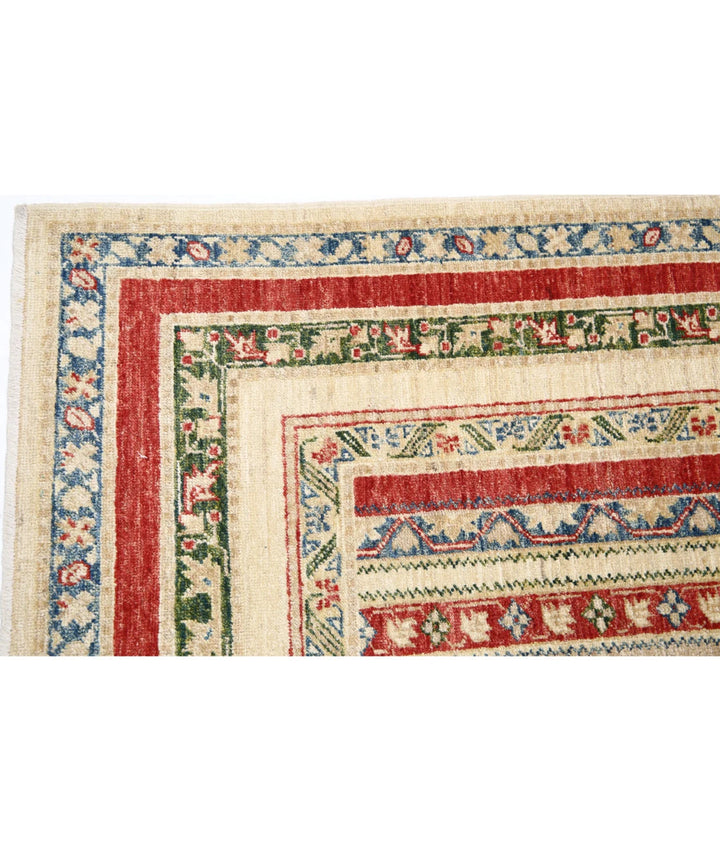 Ivory Afghan Oriental Rug 4' 10" x 6' 6" Hand-Knotted | No. AT43154