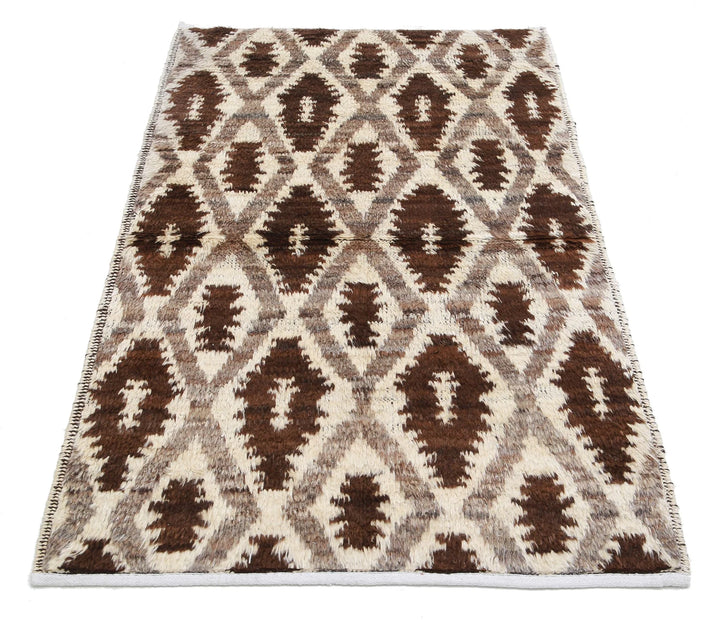 Afghan Tribal Rug 3' 1" x 4' 11" Hand-Knotted | No. AT43232