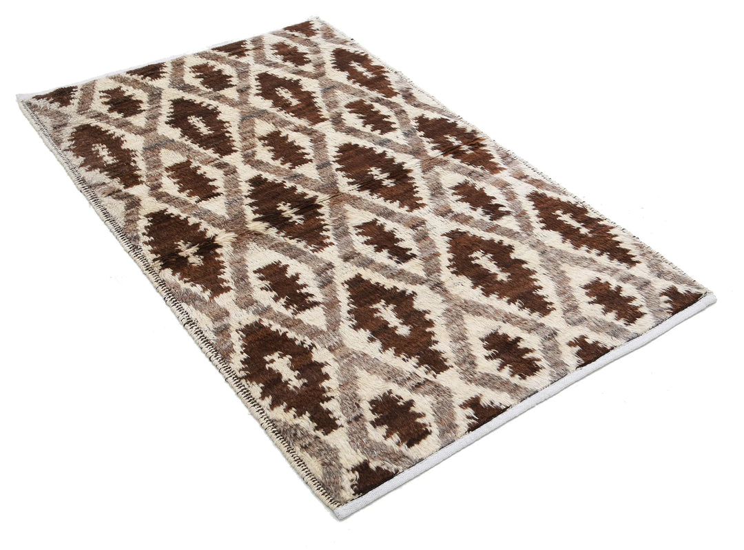 Afghan Tribal Rug 3' 1" x 4' 11" Hand-Knotted | No. AT43232