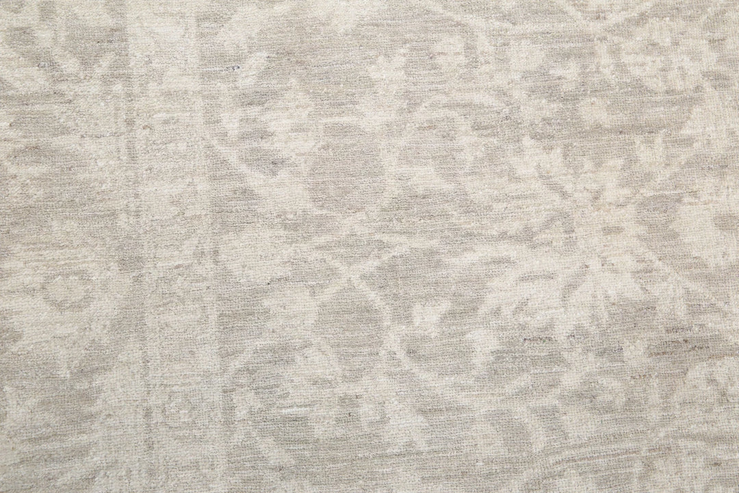 Ivory Afghan Tabriz Rug 6' 0" x 11' 5" Hand-Knotted | No. AT43258