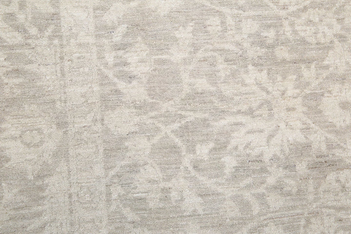 Ivory Afghan Tabriz Rug 6' 0" x 11' 5" Hand-Knotted | No. AT43258