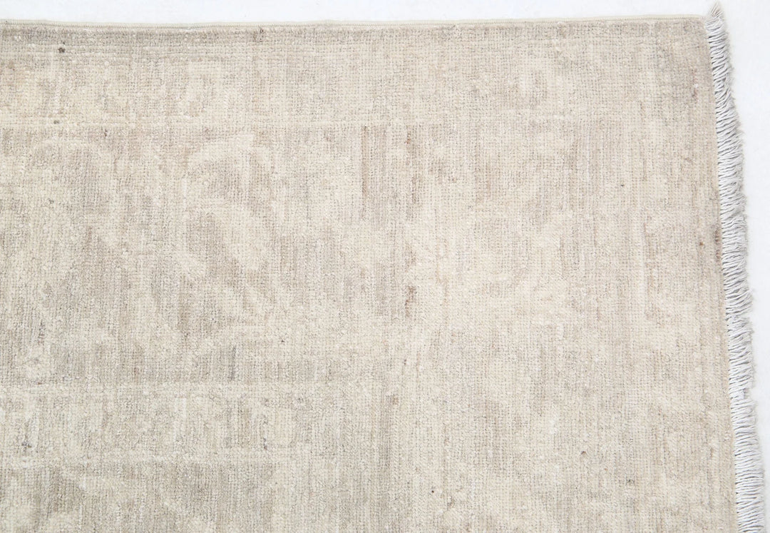 Ivory Afghan Tabriz Rug 6' 0" x 11' 5" Hand-Knotted | No. AT43258