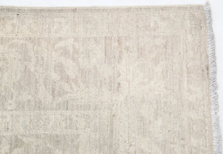 Ivory Afghan Tabriz Rug 6' 0" x 11' 5" Hand-Knotted | No. AT43258