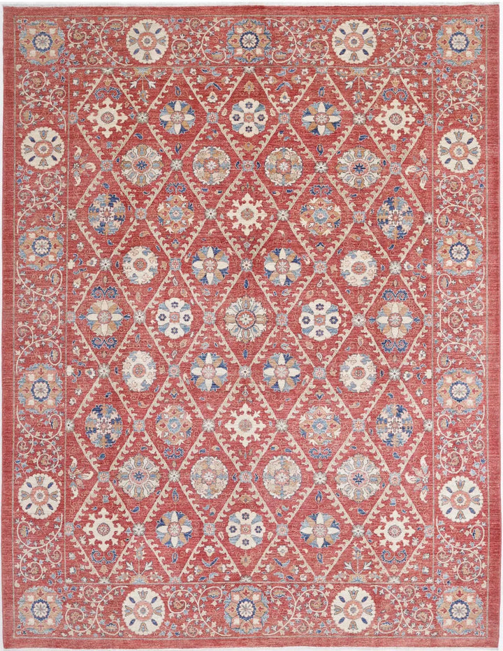 Afghan Ziegler Suzani Rug 9' 0" x 11' 6" Hand-Knotted | No. AT43290