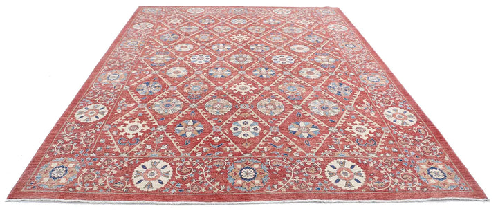Afghan Ziegler Suzani Rug 9' 0" x 11' 6" Hand-Knotted | No. AT43290