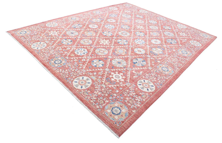 Afghan Ziegler Suzani Rug 9' 0" x 11' 6" Hand-Knotted | No. AT43290