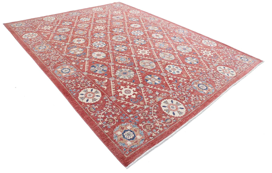 Afghan Ziegler Suzani Rug 9' 0" x 11' 6" Hand-Knotted | No. AT43290