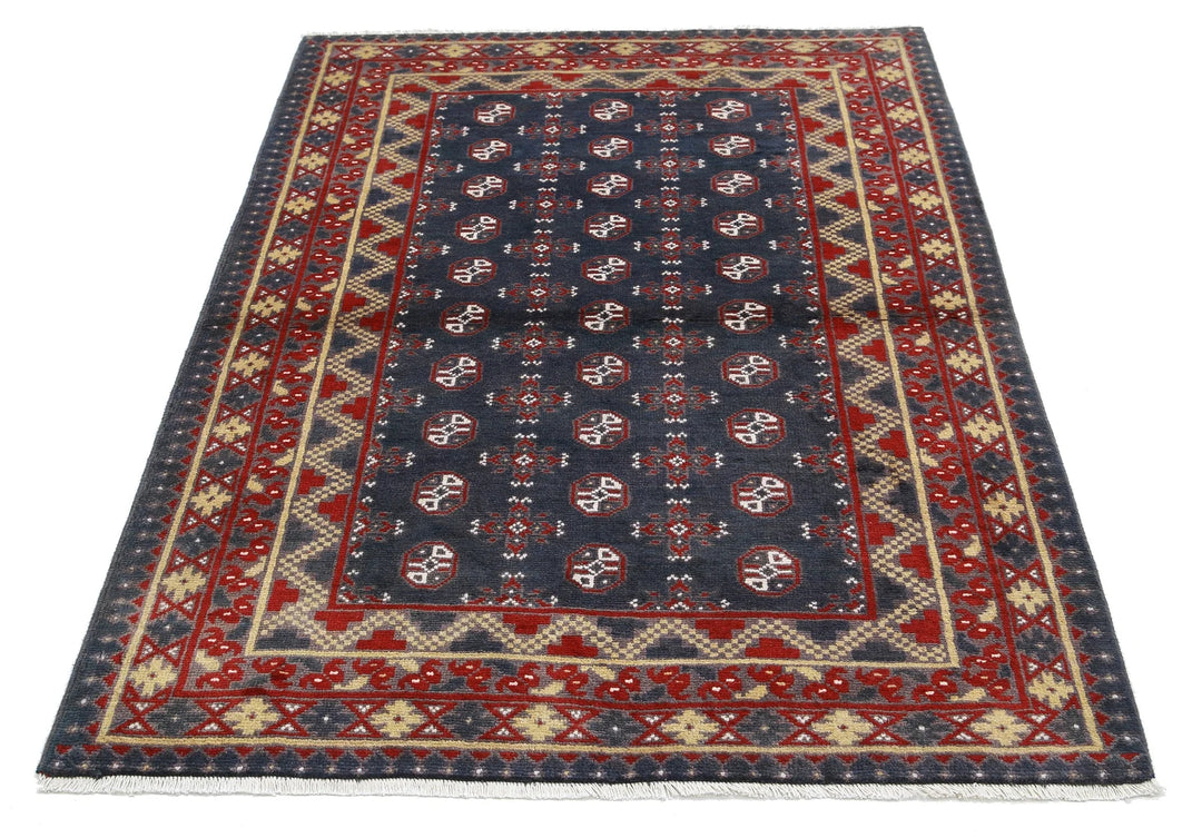 Afghan Revival Rug 4' 1" x 5' 9" Hand-Knotted | No. AT43450