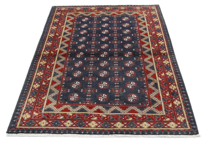 Afghan Revival Rug 4' 1" x 5' 9" Hand-Knotted | No. AT43450