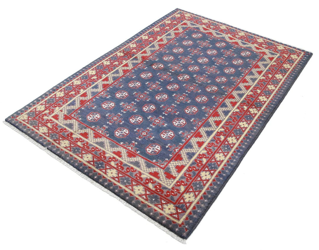 Afghan Revival Rug 4' 1" x 5' 9" Hand-Knotted | No. AT43450
