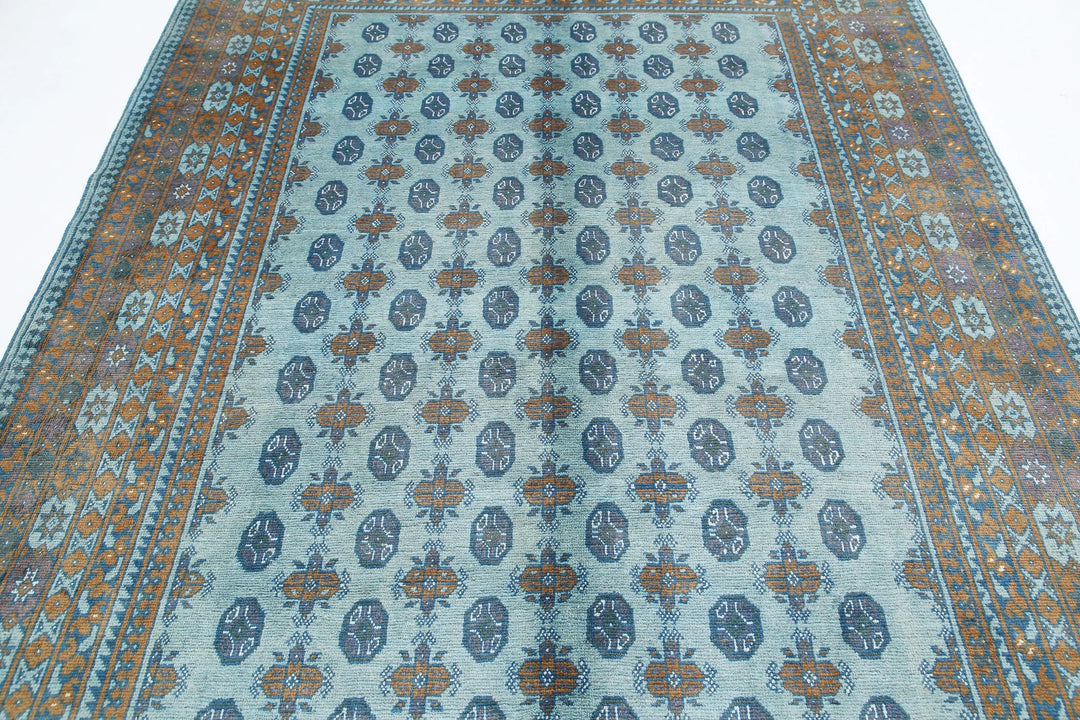 Afghan Akcha Revival Rug 6' 10" x 9' 5" Hand-Knotted | No. AT43498