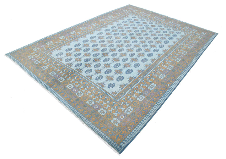Afghan Akcha Revival Rug 6' 10" x 9' 5" Hand-Knotted | No. AT43498