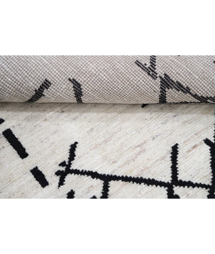 Ivory Afghan Oriental Rug 5' 10" x 9' 4" Hand-Knotted | No. AT43521