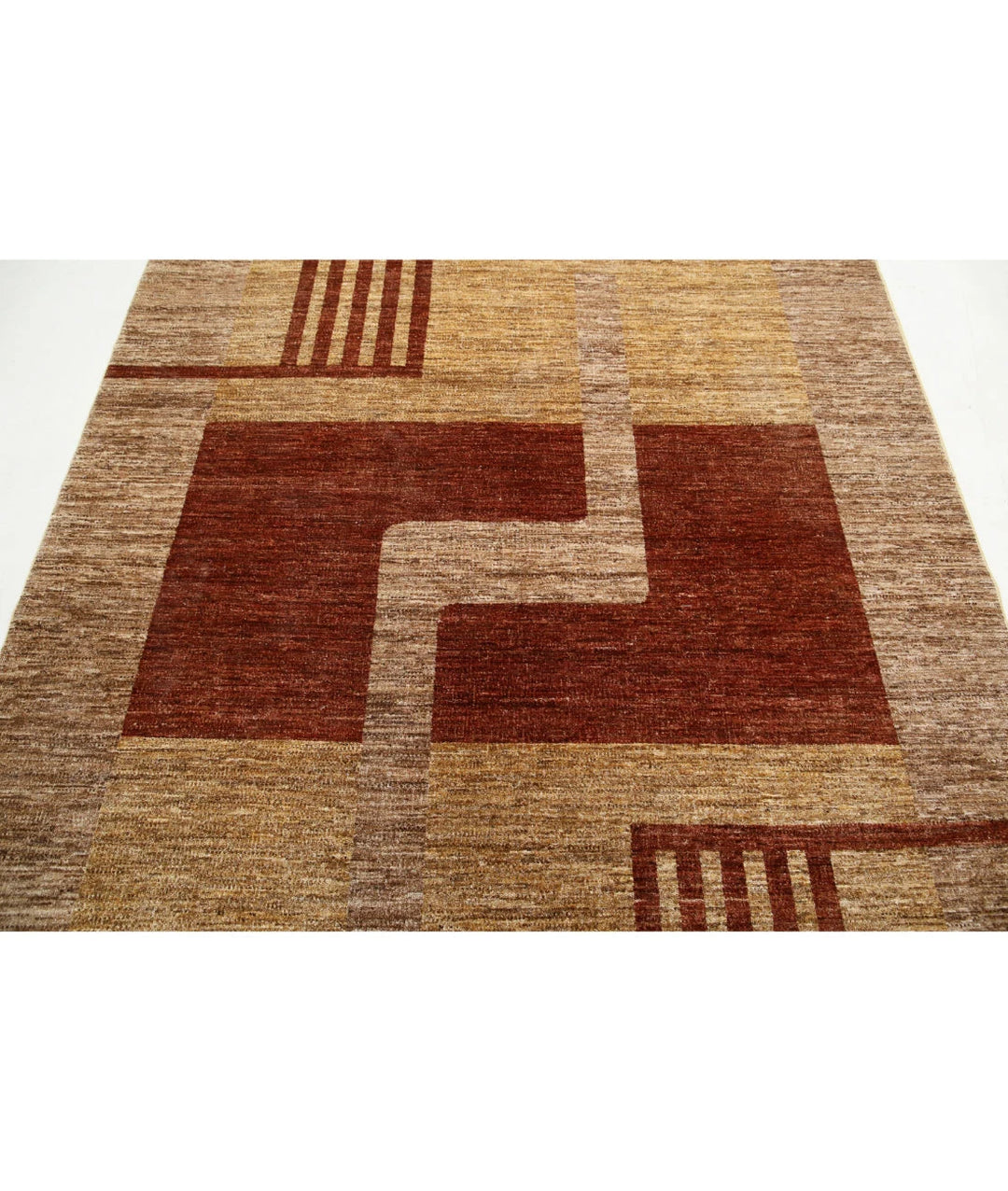 Afghan Modcar Rug 5' 11" x 7' 4" Hand-Knotted | No. AT43582