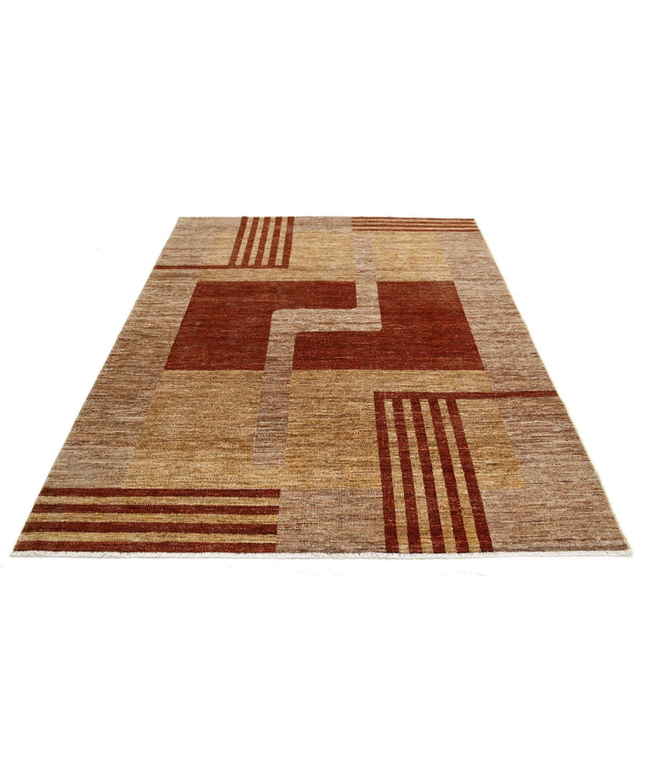 Afghan Modcar Rug 5' 11" x 7' 4" Hand-Knotted | No. AT43582