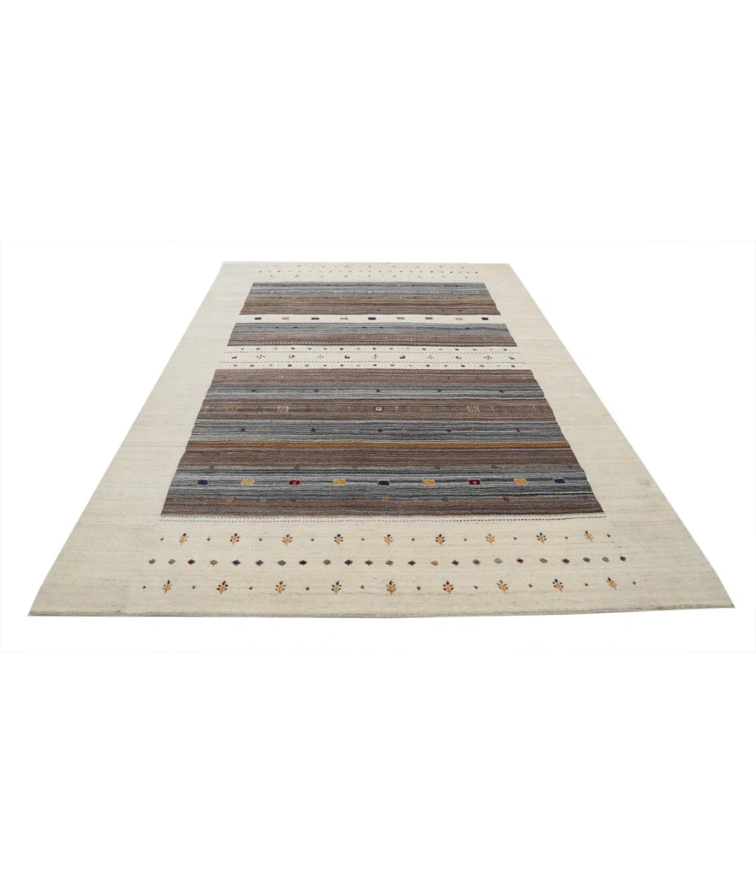 Ivory Indian Lori Rug 6' 8" x 9' 10" Hand-Knotted | No. AT43682