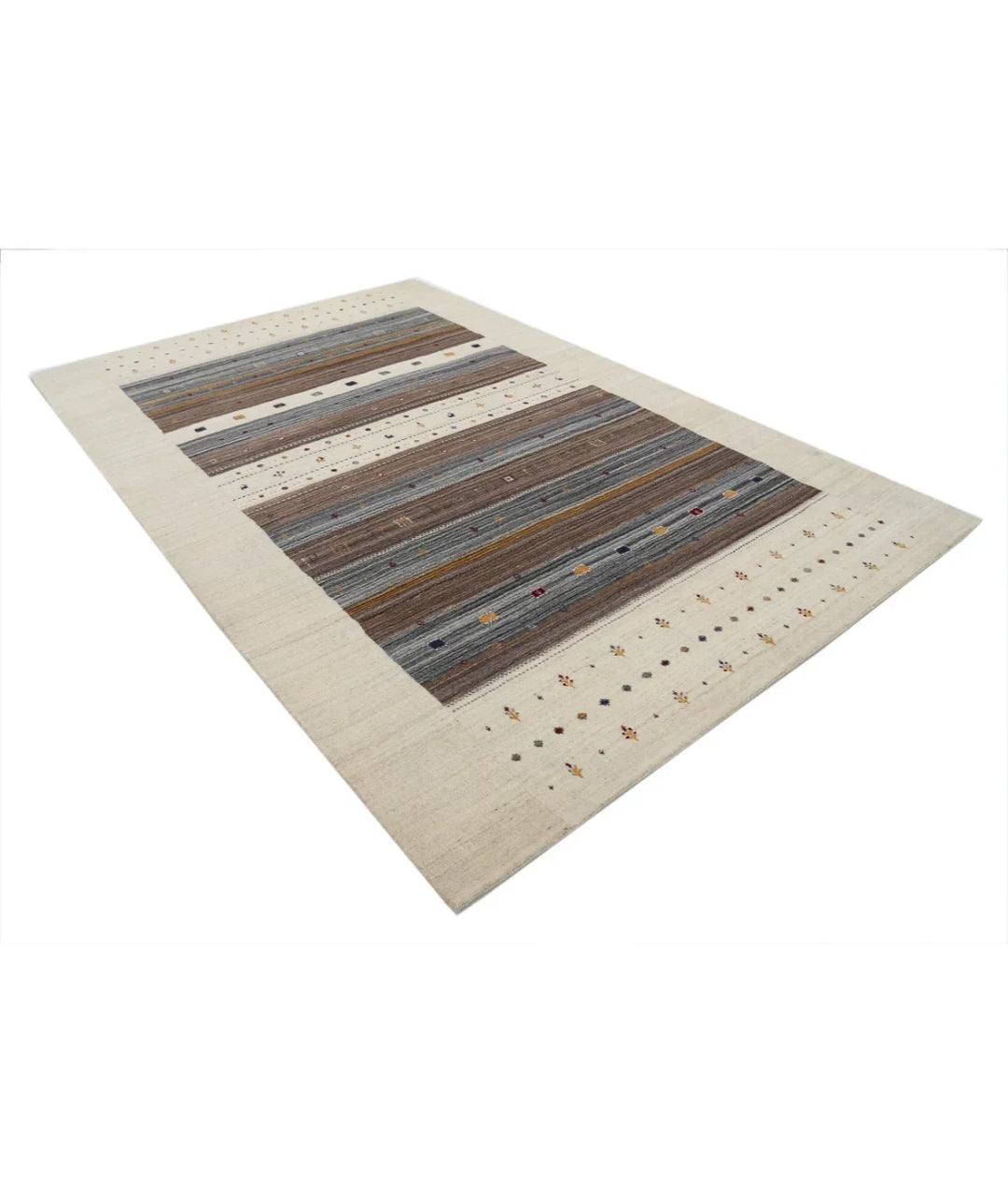 Ivory Indian Lori Rug 6' 8" x 9' 10" Hand-Knotted | No. AT43682