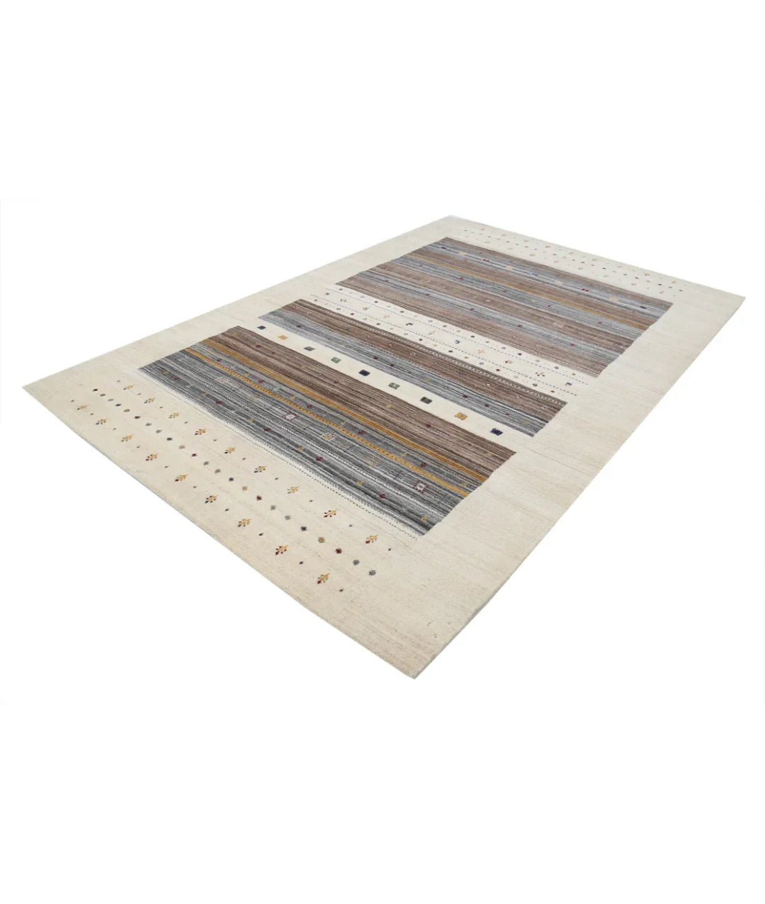 Ivory Indian Lori Rug 6' 8" x 9' 10" Hand-Knotted | No. AT43682