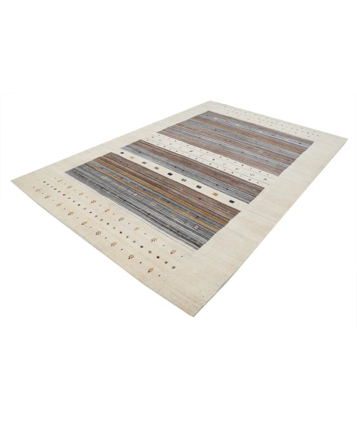 Ivory Indian Lori Rug 6' 8" x 9' 10" Hand-Knotted | No. AT43682