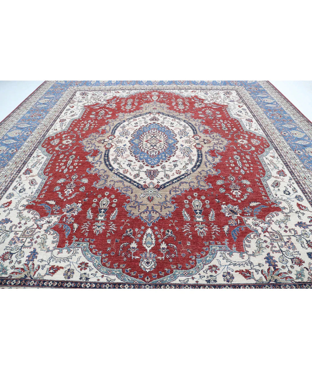 Afghan Heriz Rug 14' 0" x 15' 7" Hand-Knotted | No. AT43703