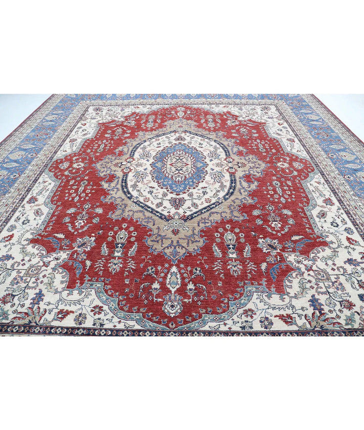 Afghan Heriz Rug 14' 0" x 15' 7" Hand-Knotted | No. AT43703