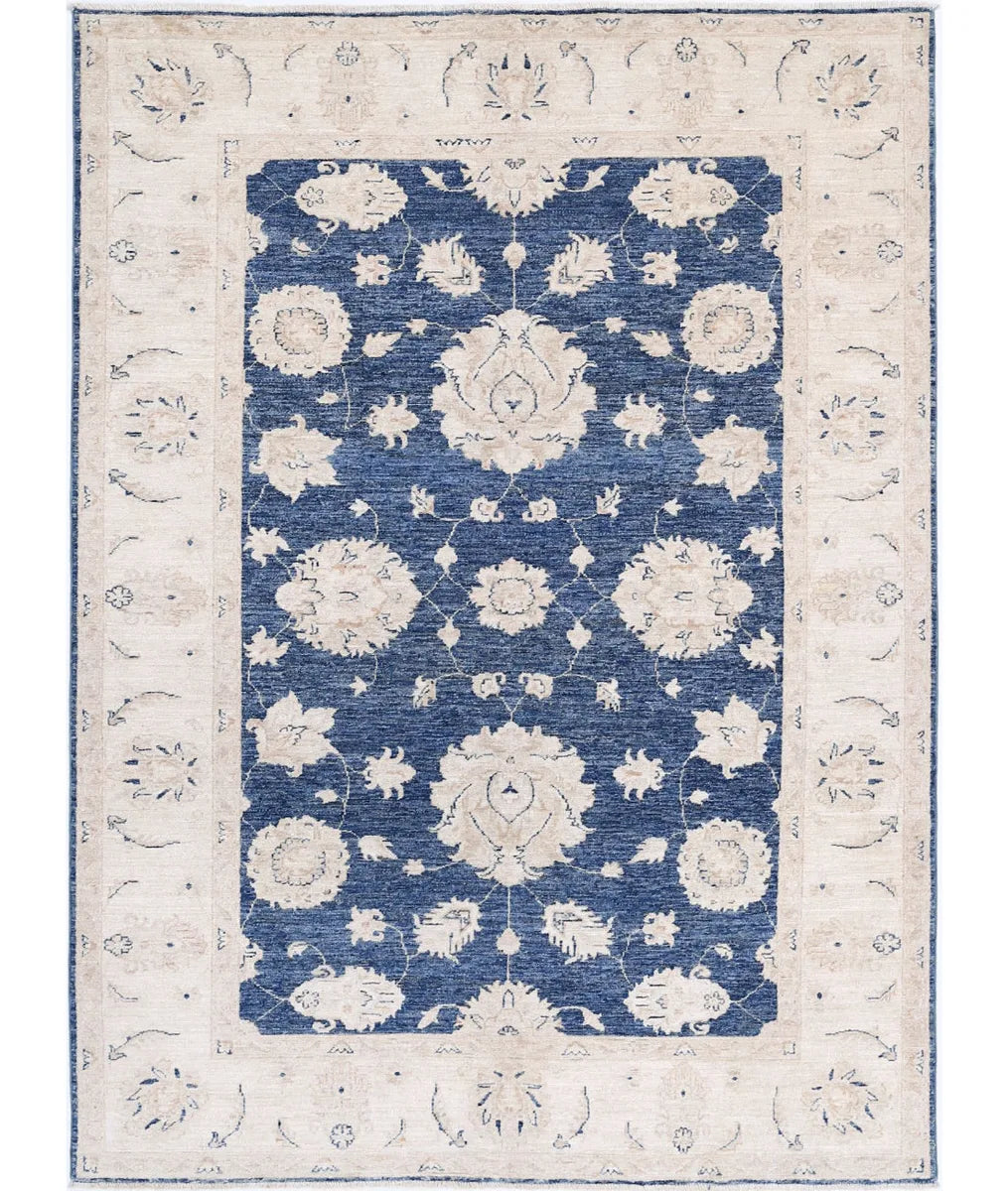 Blue Afghan Serenity Rug 5' 5" x 7' 6" Hand-Knotted | No. AT43743