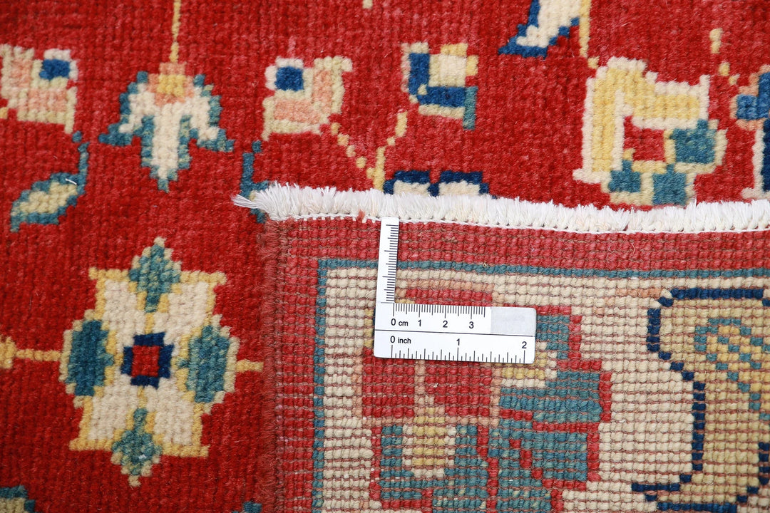 Red Afghan Oriental Rug 2' 1" x 2' 11" Hand-Knotted close-up