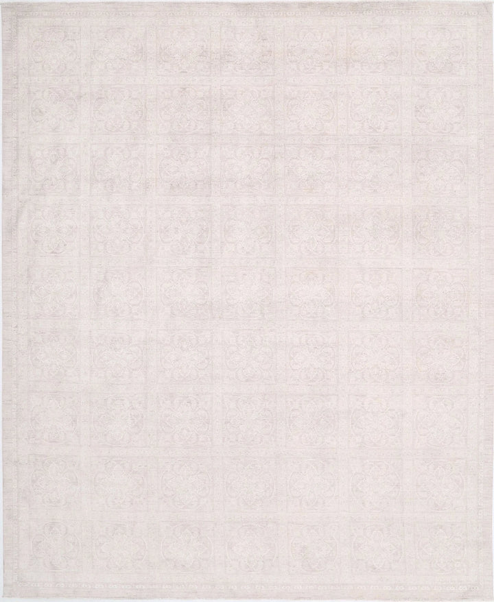 Ivory Afghan Serenity Rug 12' 1" x 14' 6" Hand-Knotted | No. AT43810