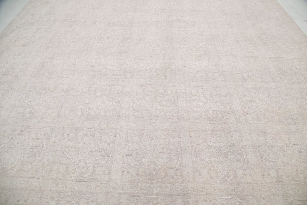 Ivory Afghan Serenity Rug 12' 1" x 14' 6" Hand-Knotted | No. AT43810
