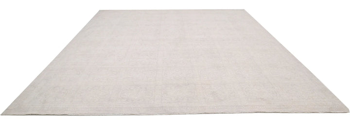 Ivory Afghan Serenity Rug 12' 1" x 14' 6" Hand-Knotted | No. AT43810