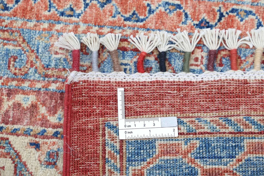 Red Afghan Oriental Rug 6' 8" x 9' 8" Hand-Knotted | No. AT43863