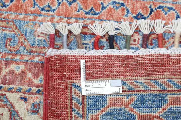 Red Afghan Oriental Rug 6' 8" x 9' 8" Hand-Knotted | No. AT43863